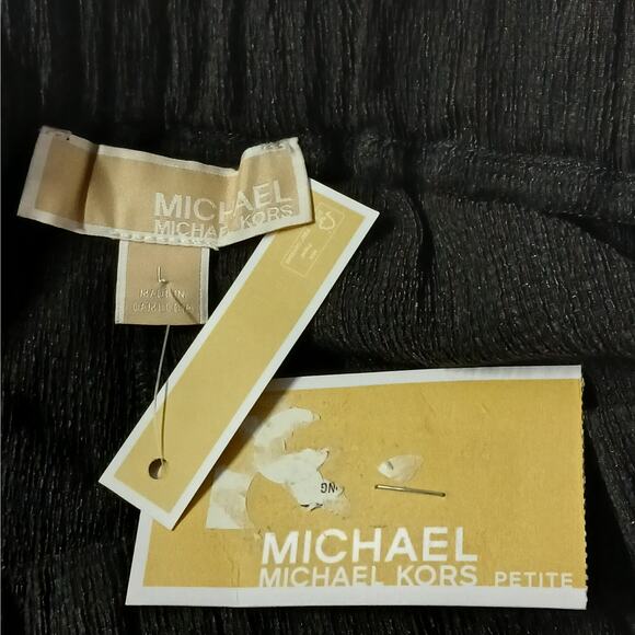 Michael Kors Pants Womens Large Petite Black Cropped Pull On Classic NWT Pockets - Picture 6 of 9